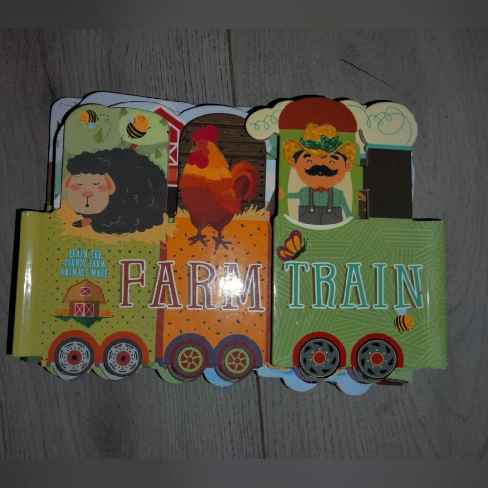 Farm Animals Train Board Book On Trac Learning Velcro Excellent Condition